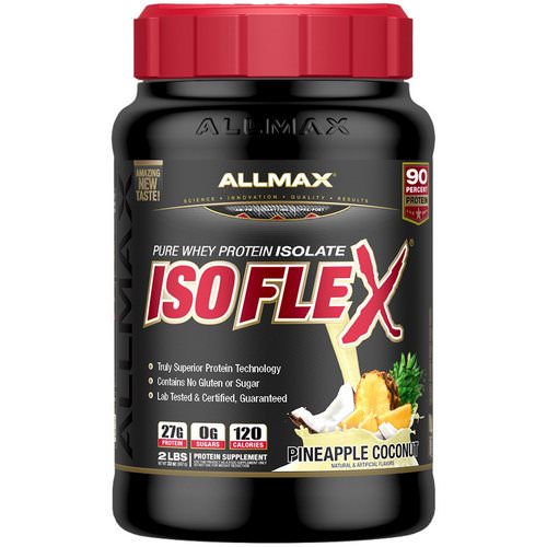 ALLMAX Nutrition, Isoflex, Pure Whey Protein Isolate (WPI Ion-Charged Particle Filtration), Pineapple Coconut, 2 lbs (907 g) فوائد