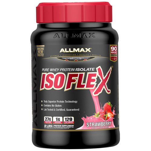 ALLMAX Nutrition, Isoflex, Pure Whey Protein Isolate (WPI Ion-Charged Particle Filtration), Strawberry, 2 lbs. (907 g) فوائد