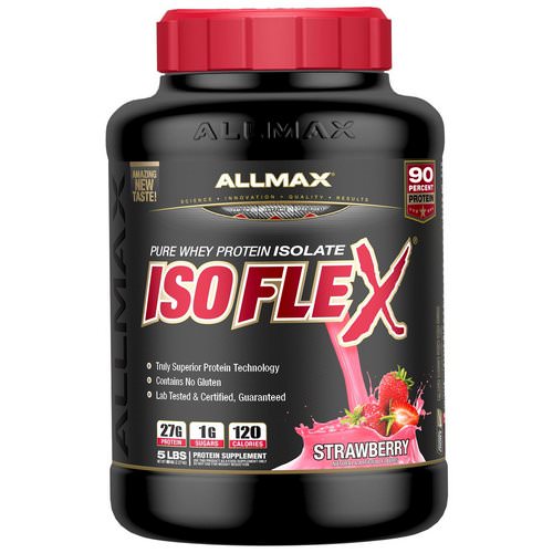 ALLMAX Nutrition, Isoflex, Pure Whey Protein Isolate (WPI Ion-Charged Particle Filtration), Strawberry, 5 lbs. (2.27 kg) فوائد