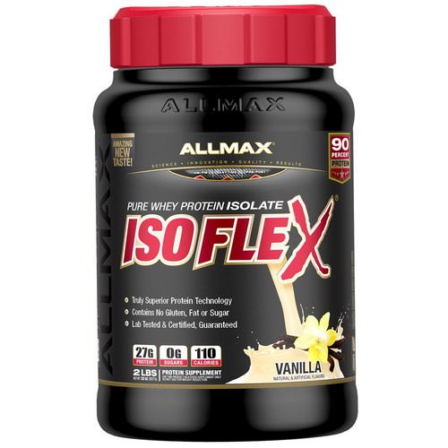 ALLMAX Nutrition, Isoflex, Pure Whey Protein Isolate (WPI Ion-Charged Particle Filtration), Vanilla, 2 lbs (907 g) فوائد