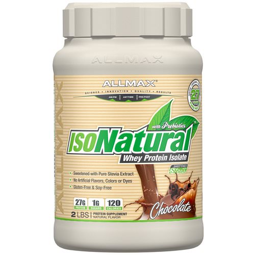 ALLMAX Nutrition, IsoNatural Pure Whey Protein Isolate, Chocolate, 2 lbs (907 g) فوائد