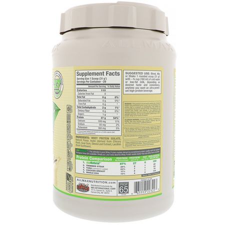 ALLMAX Nutrition, IsoNatural, Pure Whey Protein Isolate, Vanilla, 2 lbs (907 g):بر,تين مصل اللبن, التغذية الرياضية