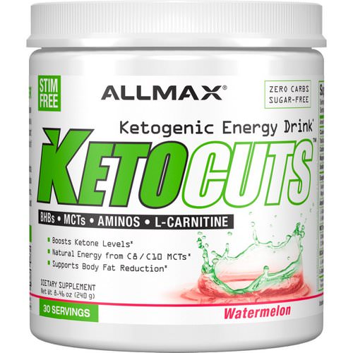 ALLMAX Nutrition, KetoCuts, Ketogenic Energy Drink, Watermelon, 8.47 oz (240 g) فوائد