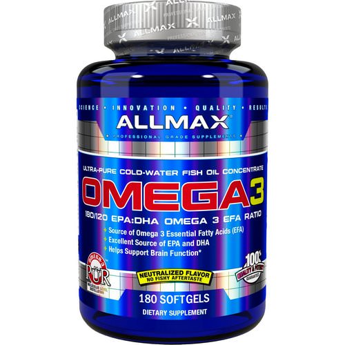ALLMAX Nutrition, Omega-3 Fish Oil, Ultra-Pure Cold-Water Fish Oil, 180 Softgels فوائد