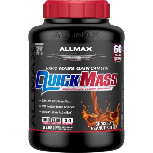 ALLMAX Nutrition, QuickMass, Rapid Mass Gain Catalyst, Chocolate Peanut Butter, 6 lbs (2.72 kg) فوائد
