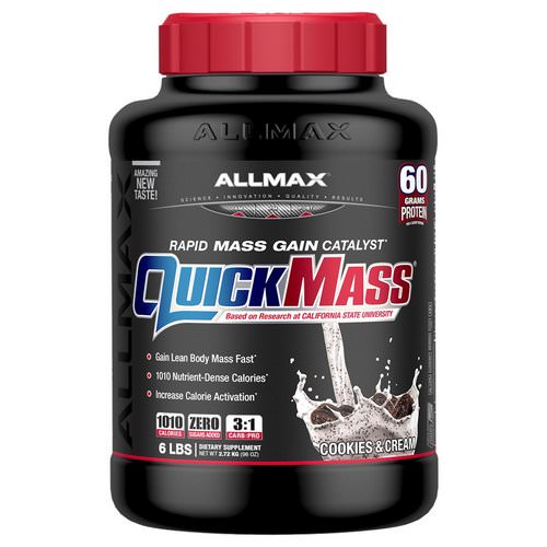 ALLMAX Nutrition, Quick Mass Rapid Mass Gain Catalyst, Cookies & Cream, 6 lbs (2.72 kg) فوائد