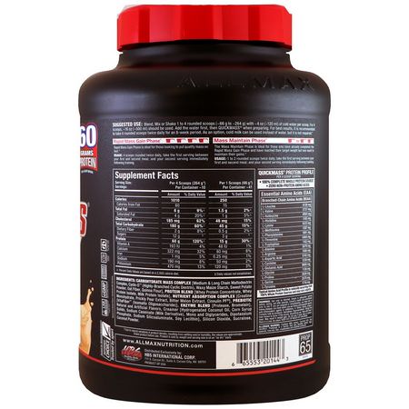 ALLMAX Nutrition, Quick Mass, Rapid Mass Gain Catalyst, Vanilla, 6 lbs (2.72 kg):زيادة ال,زن, البر,تين