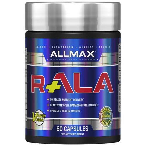 ALLMAX Nutrition, R+ALA, R-Alpha Lipoic Acid Yielding 125 mg of Active R (+) ALA Isomer, 150 mg, 60 Vegan Capsules فوائد