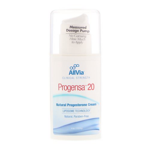 AllVia, Progensa 20, Natural Progestrone Cream, Unscented, 4 oz (113.6 g) فوائد