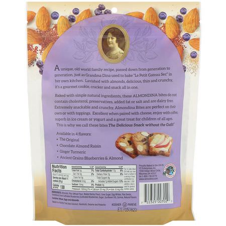 Almondina, Almond Bites, Ancient Grains Blueberries & Almonds, 5 oz (142 g):المفرقعات, ملفات تعريف الارتباط
