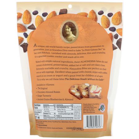 Almondina, Almond Bites, Chocolate Almond Raisin, 5 oz (142 g):المفرقعات, ملفات تعريف الارتباط