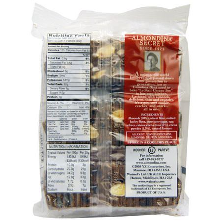 Almondina, Choconut, Almond and Chocolate Biscuits, 4 oz (113 g):المفرقعات, ملفات تعريف الارتباط