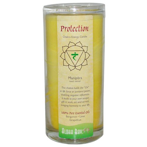 Aloha Bay, Chakra Energy Candle, Protection, Yellow, 11 oz, 1 Candle فوائد