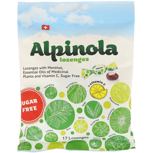 Alpinola, Lozenges with Menthol, Essential Oils and Vitamin C, Sugar Free, 17 Lozenges فوائد