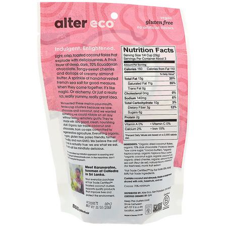 Alter Eco, Dark Chocolate Coconut Clusters, Cherry + Almond Butter, 3.2 oz (91 g):حل,ى, ش,ك,لاتة