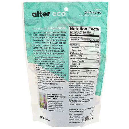 Alter Eco, Dark Chocolate Coconut Clusters, Original, 3.2 oz (91 g):حل,ى, ش,ك,لاتة