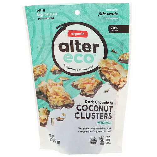 Alter Eco, Dark Chocolate Coconut Clusters, Original, 3.2 oz (91 g) فوائد