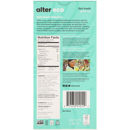 Alter Eco, Organic Chocolate Bar, Dark Salted Coconut Toffee, 2.82 oz (80 g):حل,ى, ش,ك,لاتة