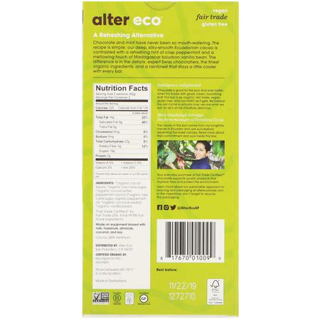 Alter Eco, Organic Chocolate Bar, Deep Dark Crisp Mint, 2.82 oz (80 g):حل,ى, ش,ك,لاتة
