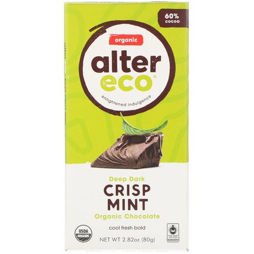 Alter Eco, Organic Chocolate Bar, Deep Dark Crisp Mint, 2.82 oz (80 g) فوائد