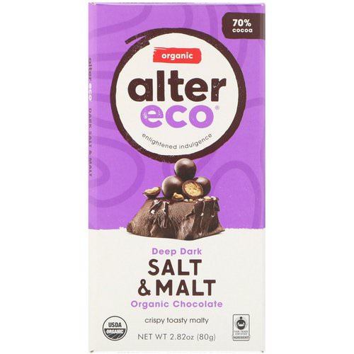 Alter Eco, Organic Chocolate Bar, Deep Dark Salt & Malt, 2.82 oz (80 g) فوائد