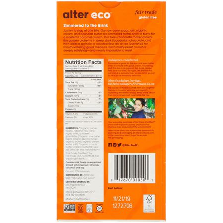 Alter Eco, Organic Chocolate Bar, Deep Dark Salted Burnt Caramel, 2.82 oz (80 g):حل,ى, ش,ك,لاتة