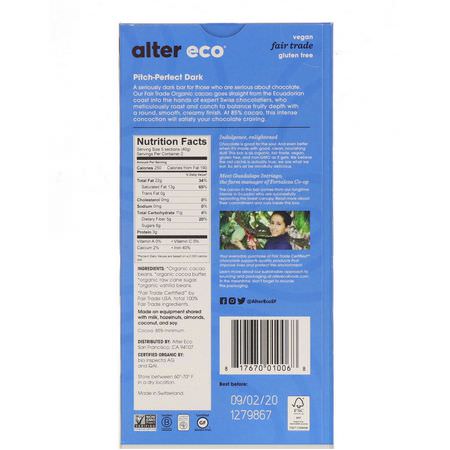 Alter Eco, Organic Chocolate Bar, Deep Dark Blackout, 2.82 oz (80 g):حل,ى, ش,ك,لاتة