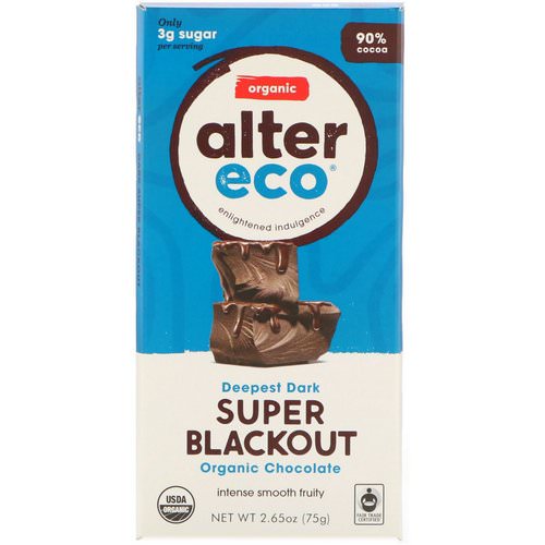 Alter Eco, Organic Chocolate Bar, Deepest Dark Super Blackout, 2.65 oz (75 g) فوائد