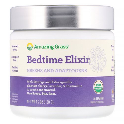 Amazing Grass, Bedtime Elixir, Greens and Adaptogens, 4.2 oz (120 g) فوائد