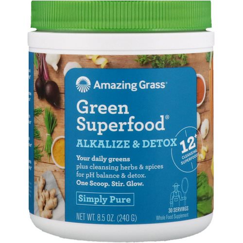 Amazing Grass, Green Superfood, Alkalize & Detox, 8.5 oz (240 g) فوائد