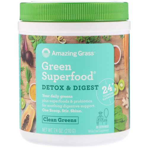 Amazing Grass, Green Superfood, Detox & Digest, 7.4 oz (210 g) فوائد