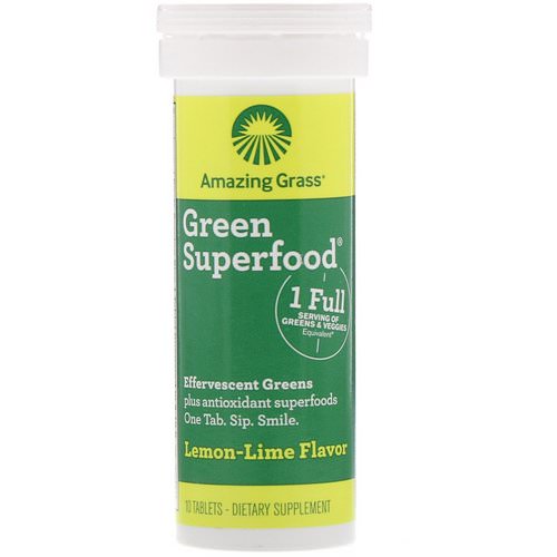 Amazing Grass, Green Superfood, Effervescent Greens, Lemon-Lime, 10 Tablets فوائد