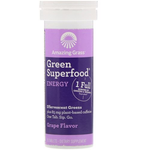 Amazing Grass, Green Superfood, Effervescent Greens Energy, Grape, 10 Tablets فوائد