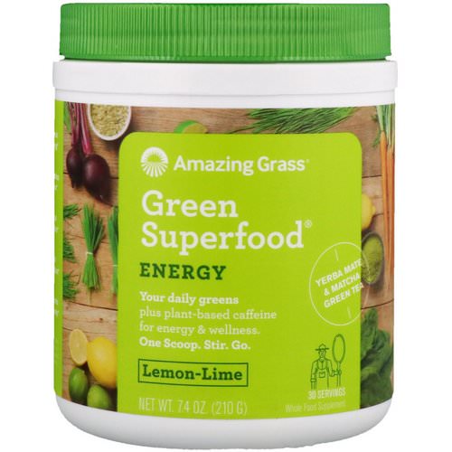 Amazing Grass, Green Superfood, Energy, Lemon Lime, 7.4 oz (210 g) فوائد
