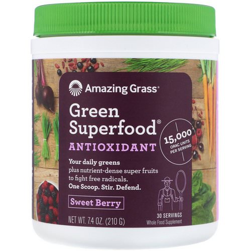 Amazing Grass, Green Superfood Antioxidant, Sweet Berry, 7.4 oz (210 g) فوائد