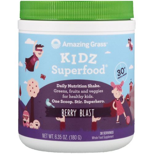 Amazing Grass, Kidz Superfood, Berry Blast, 6.35 oz (180 g) فوائد