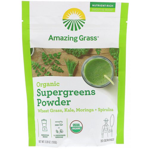 Amazing Grass, Organic SuperGreens Powder, 5.29 oz (150 g) فوائد