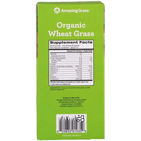 Amazing Grass, Organic Wheat Grass, 15 Individual Packets, 0.28 oz (8 g) Each:عشب القمح, س,برف,دز