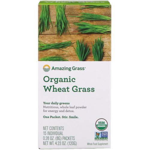 Amazing Grass, Organic Wheat Grass, 15 Individual Packets, 0.28 oz (8 g) Each فوائد