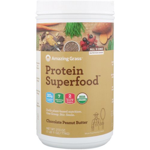 Amazing Grass, Protein Superfood, Chocolate Peanut Butter, 1.7 lbs (774 g) فوائد
