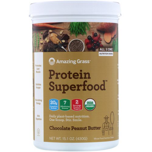 Amazing Grass, Protein Superfood, Chocolate Peanut Butter, 15.1 oz (430 g) فوائد