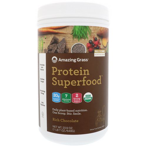 Amazing Grass, Protein Superfood, Rich Chocolate, 1 lb 7 oz (648 g) فوائد