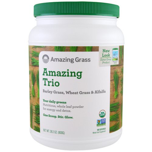 Amazing Grass, Amazing Trio, Barley Grass & Wheat Grass & Alfalfa, 1.8 lbs (800 g) فوائد