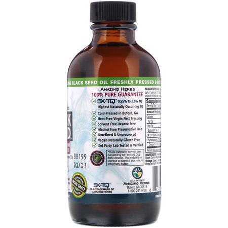 Amazing Herbs, Black Seed, 100% Pure Cold-Pressed Black Cumin Seed Oil, 4 fl oz (120 ml):الحبة الس,داء, المعالجة المثلية