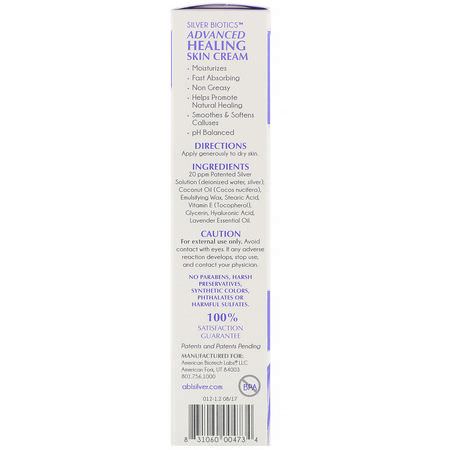 American Biotech Labs, Advanced Healing Skin Cream, Natural Lavender Scent, 1.2 oz (34 g):حكة في الجلد, جافة