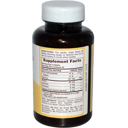American Health, Chewable Original Papaya Enzyme, 250 Chewable Tablets:إنزيم البر,تين, الهضم