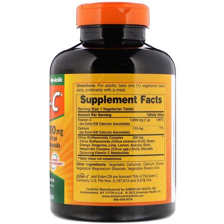 American Health, Ester-C with Citrus Bioflavonoids, 1,000 mg, 180 Vegetarian Tablets:أنفلونزا, Cough