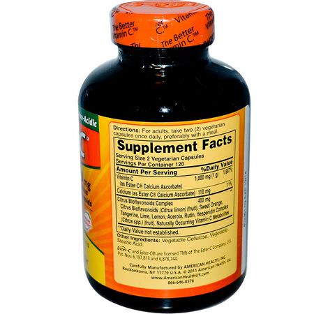 American Health, Ester-C with Citrus Bioflavonoids, 500 mg, 240 Veggie Caps:أنفلونزا, Cough