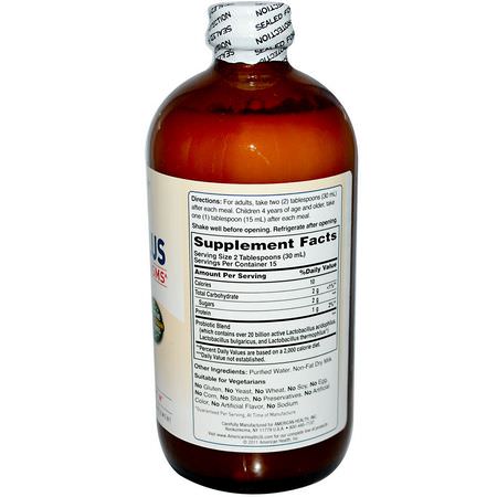 American Health, Probiotic Acidophilus, Plain Flavor, 16 fl oz (472 ml):Acidophilus, البر,بي,تيك