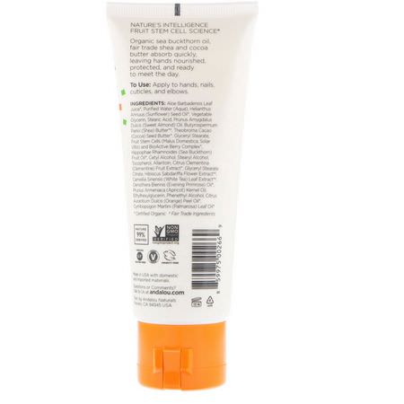 Andalou Naturals, A Path of Light, Shea Butter + Cocoa Butter Hand Cream, Clementine, 3.4 fl oz (100 ml):كريم اليد كريمة, العناية باليدين